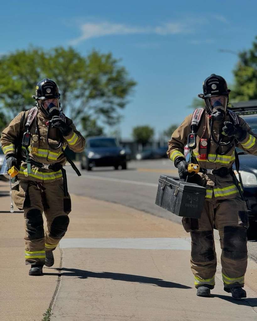 Hazmat Techs walking down range on an incident.