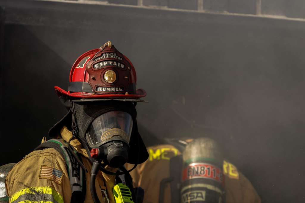 Captain Hummel during a house fire.