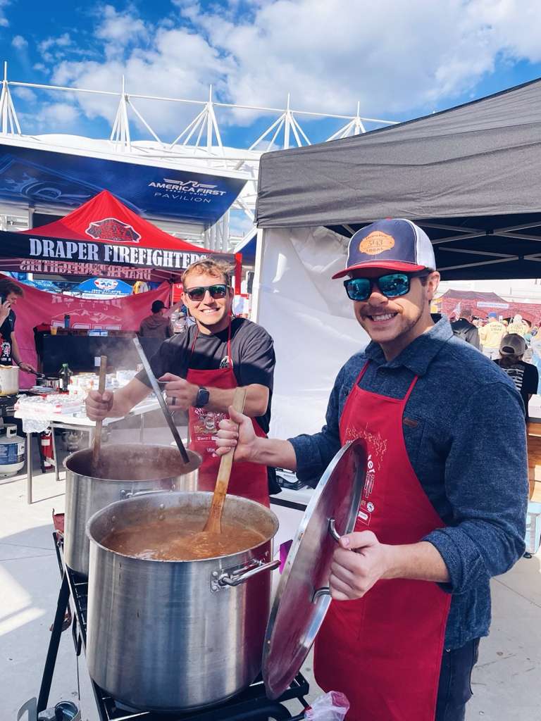 Two SDMF FireFighters at the Annual Chili Cook Off.