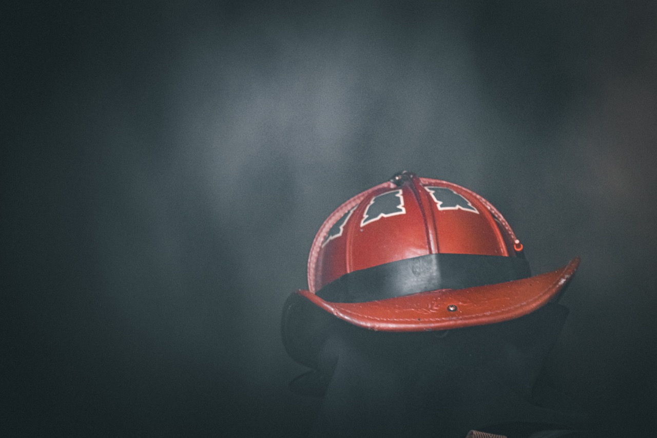 Red Helmet in Smoke.